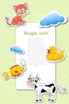 Illustrated Animals and Clouds Card with Sample Text